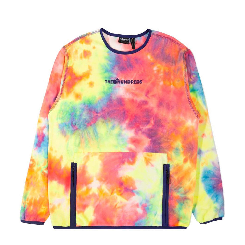THE HUNDREDS- Coral Tie Dye Fleece Pullover. W/ Zip up kangaroo pocket